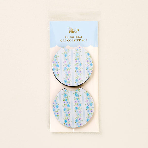 On the Road Car Coaster Set-Petal Parade Blue