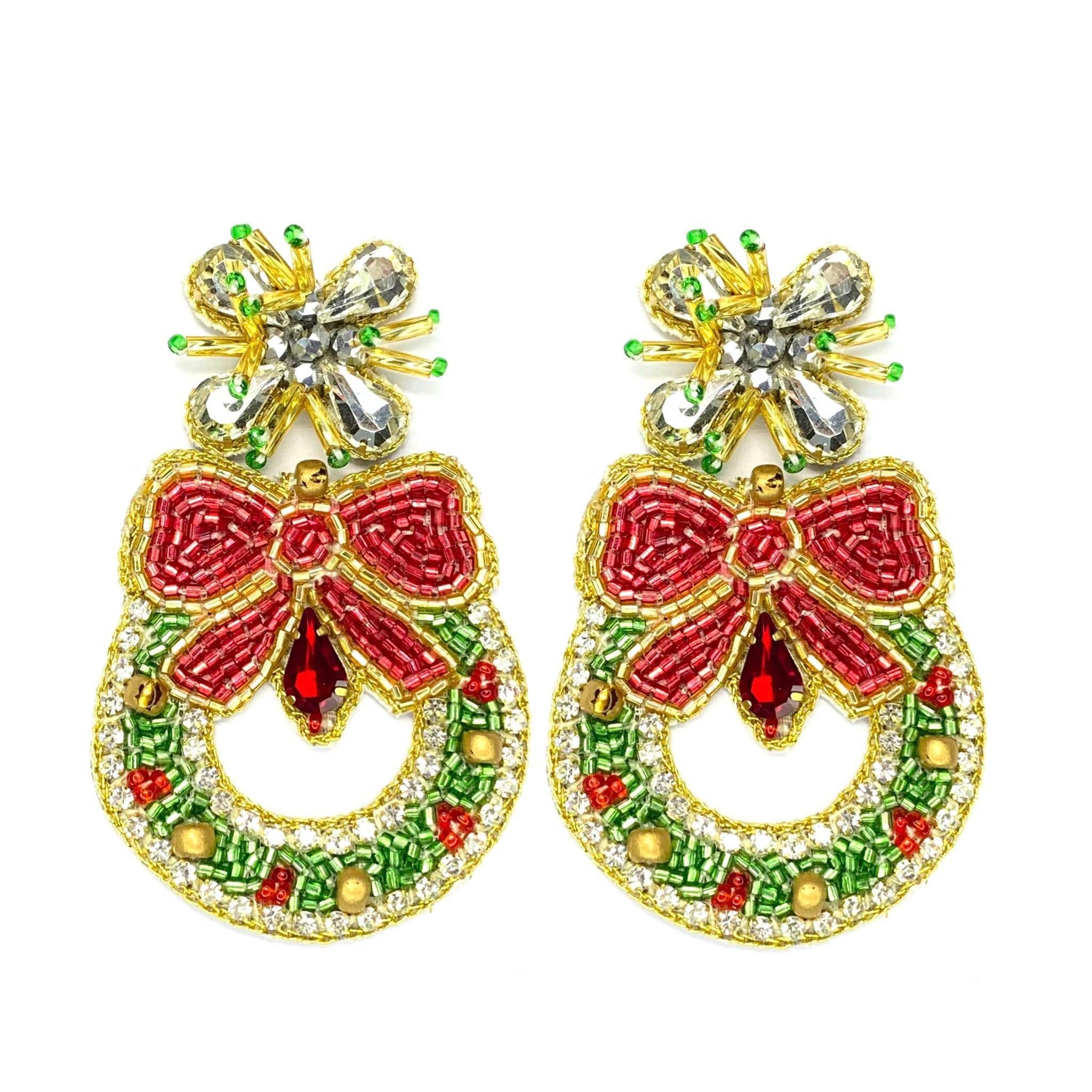 Christmas Holiday Wreath Earrings