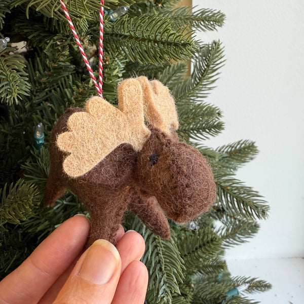Moose Felt Wool Christmas Ornament
