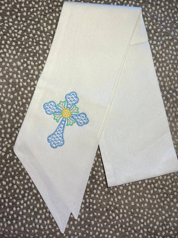 Cross Wreath Sash: Blue