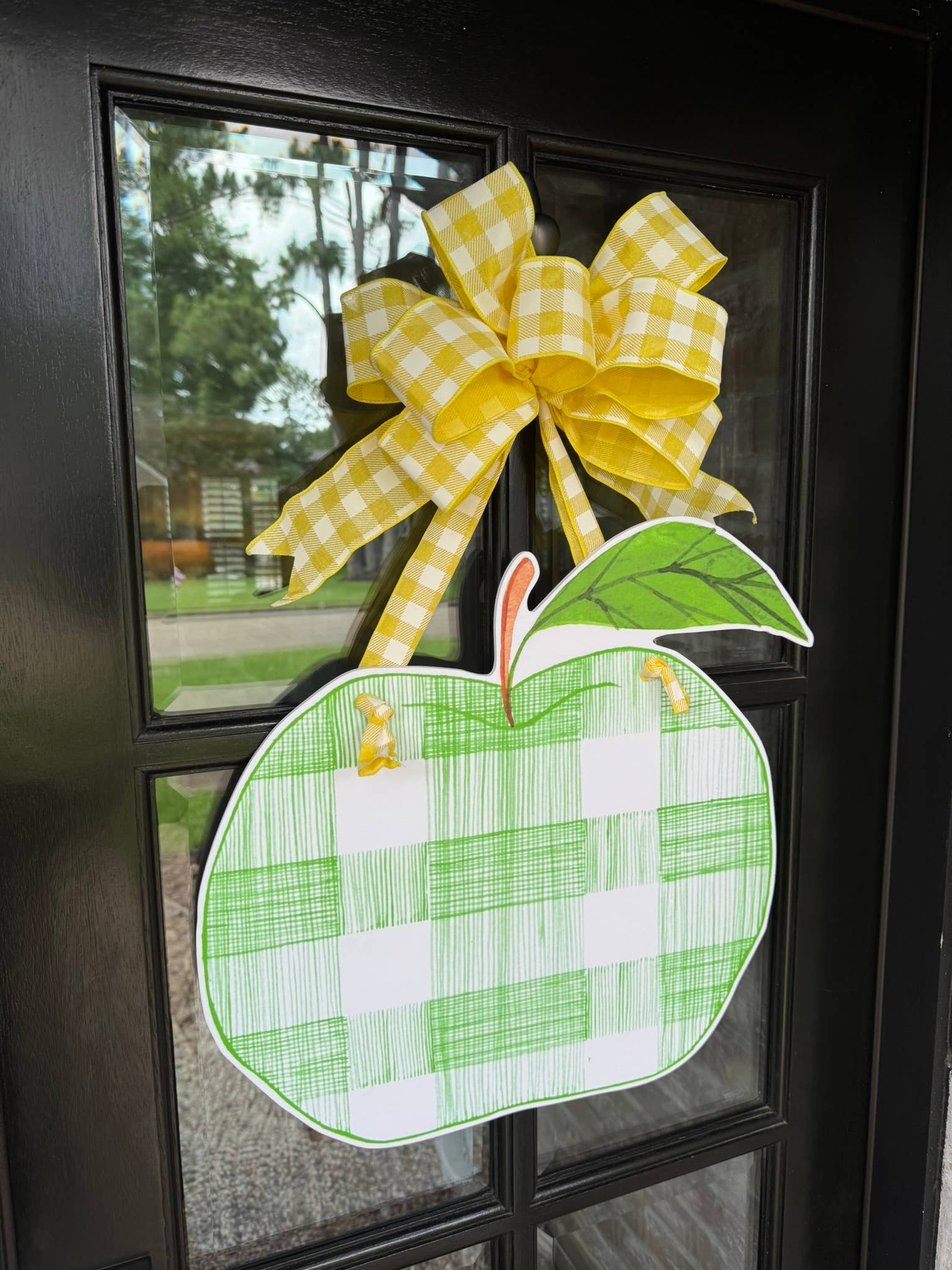 Annie Green Gingham Apple Door Hanger