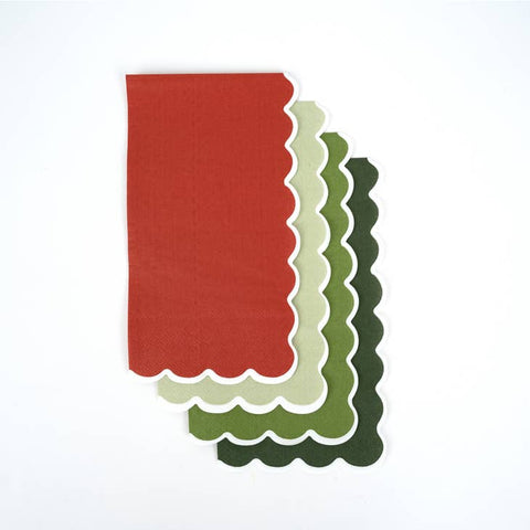 Red and Green Scalloped Guest Towels