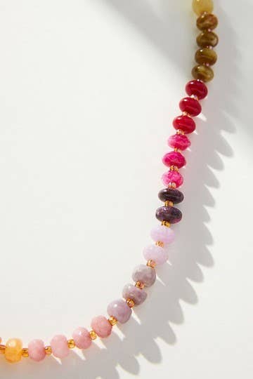 NATURAL AGATE GLASS SEMI PRECIOUS BEAD NECKLACE 1D