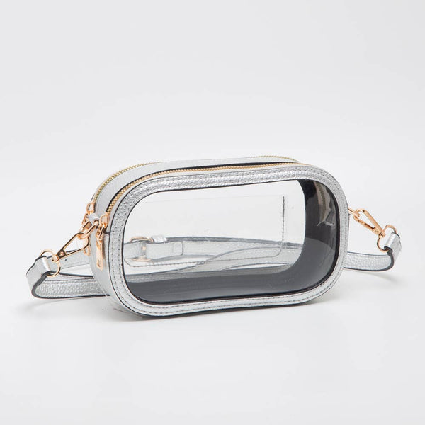 Game Day Stadium Clear Oval Crossbody Bags: White