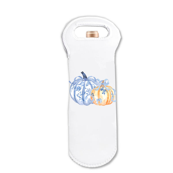 Neoprene Wine Tote - Chinoiserie Pumpkins: Chinoiserie Pumpkins