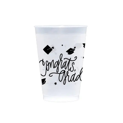 Black Ink Congrats Grad Frosted Flex Cups