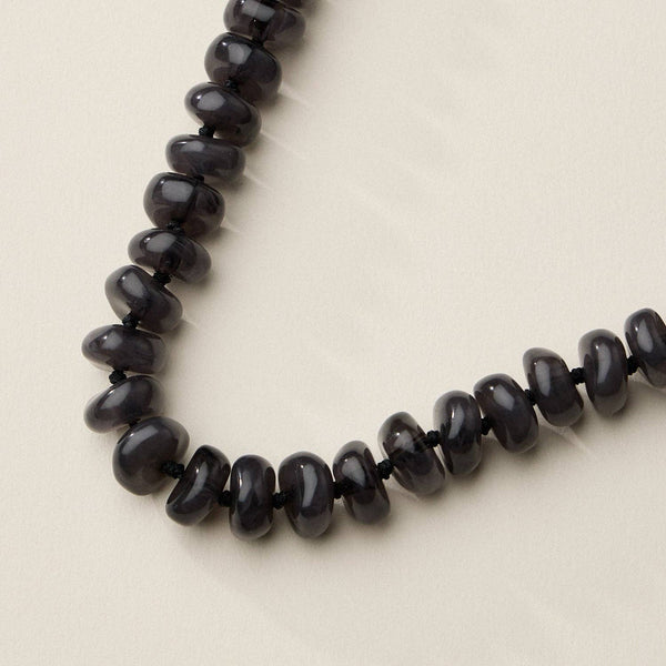 Chunky Translucent Glass Bead Necklace with Adjustable Chain – Handmade Statement Jewelry