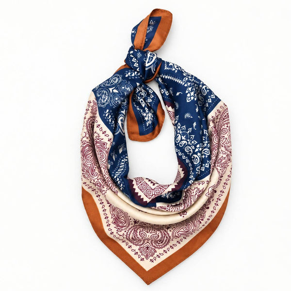 Patchwork Paisley Bandana Printed Square Scarf BROWN