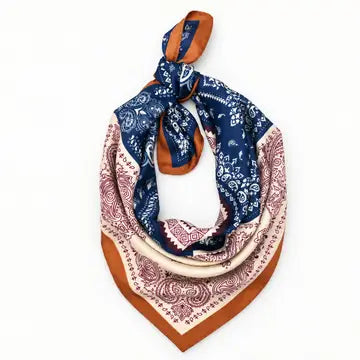 Small Silk Scarf and Pearl Clasp Necklace
