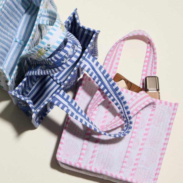Pink Shell Quilted Mini Tote Bag