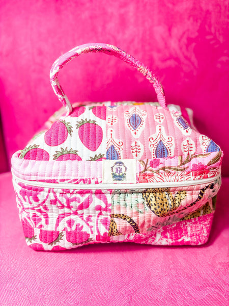 Pink City | Quilted Cosmetic Bags-set of 3