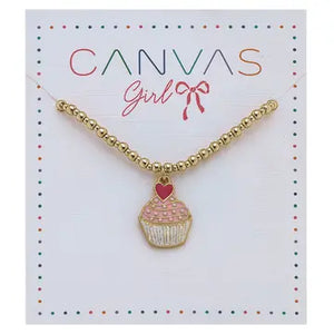 Gold Beaded KId's Cupcake Necklace