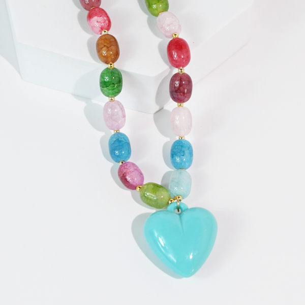 Happy colorful heart Necklace: Cream