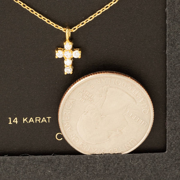 Mini Cross Charm Necklace: GD