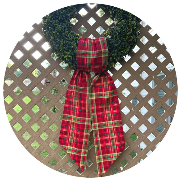 Red Plaid Cotton Sash: 44 inch