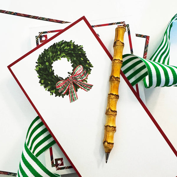 Wreath with Tartan Bow List Notepad