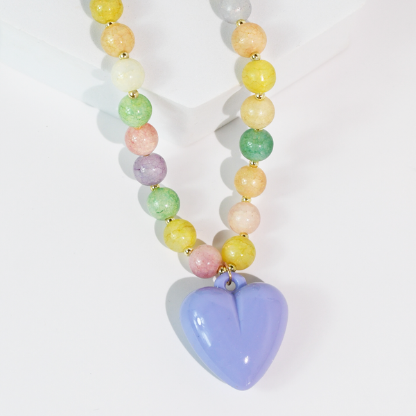 Happy colorful heart Necklace: Cream