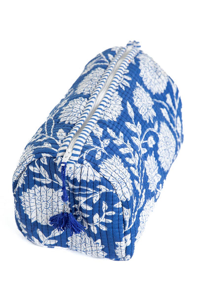 Quilted Makeup/Toiletry Bag - Blue