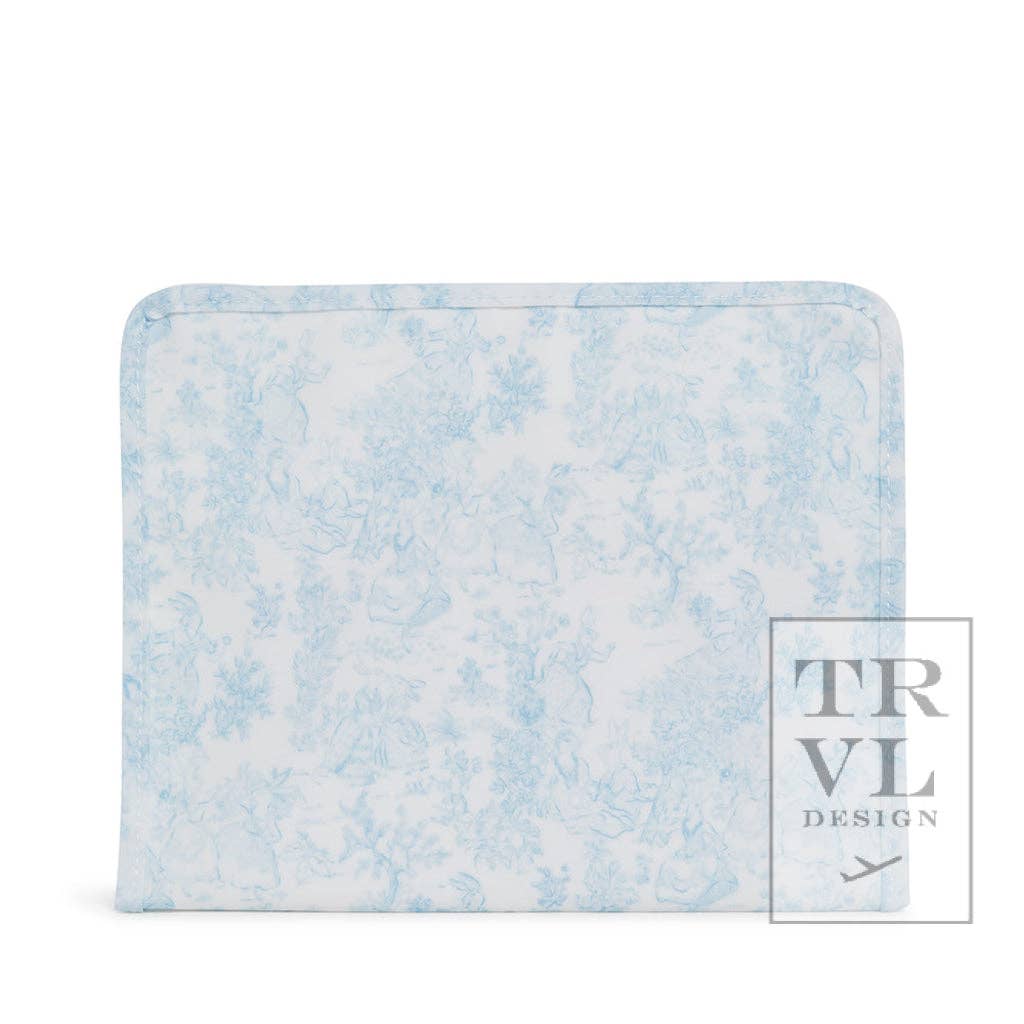 TRVL Roadie Large - Bunny Toile Blue Zip Pouch