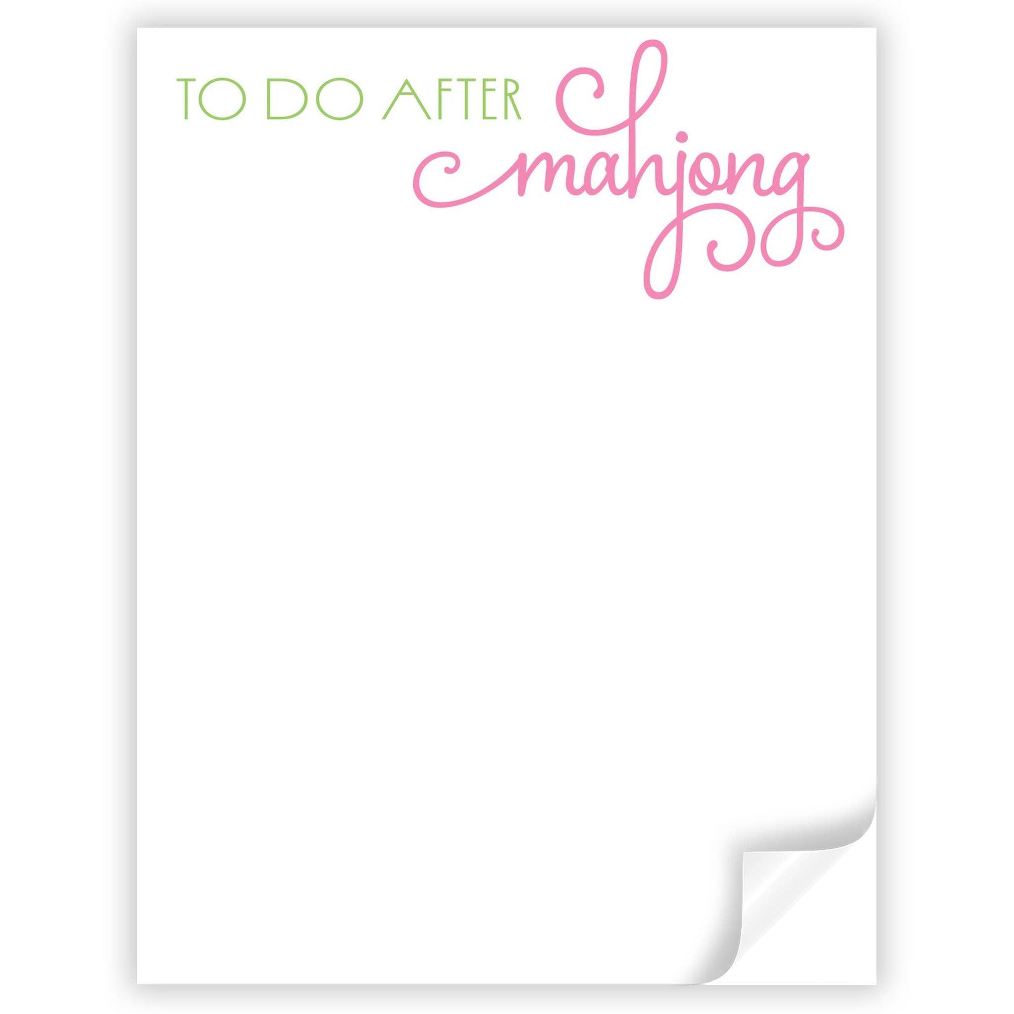 To Do After Mahjong Notepad: Pink & Lime