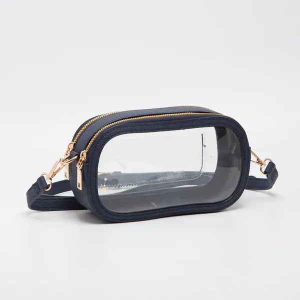 Game Day Stadium Clear Oval Crossbody Bags: White