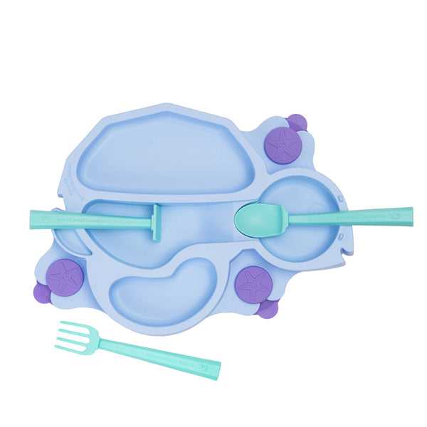 Turtle Suction Plate and Training Utensils: Green Turtle Plate