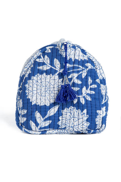 Quilted Makeup/Toiletry Bag - Blue