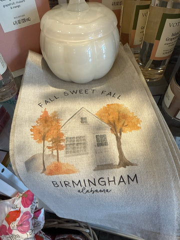 Birmingham Fall Home Tea Towel:  Natural• Cotton/Linen Blend