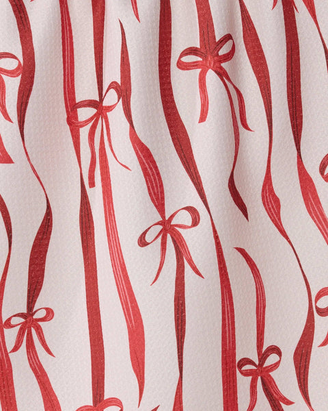 Falling Ribbon Tea Towel - Holiday 2026: Scarlet