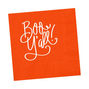 Boo Y'all!  NAPKINS | ORANGE w. WHITE (25 per package)