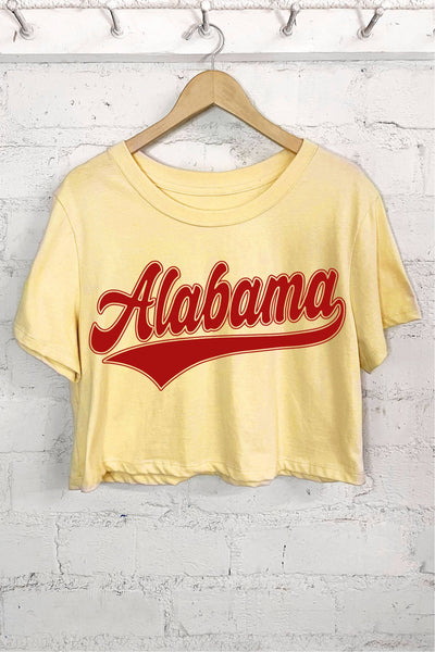 ALABAMA PUFF GRAPHIC SHORT CROP TOP: PEACH