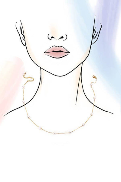 TITANIUM  STEEL NON-TARNISH PEARL STATION NECKLACE Gold