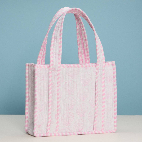 Pink Shell Quilted Mini Tote Bag