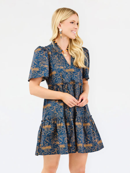 Ivy Mini Dress in Auburn Toile