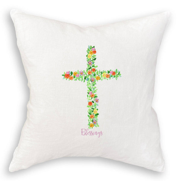 Cross with Flowers: Remove Words / Dishtowel / -