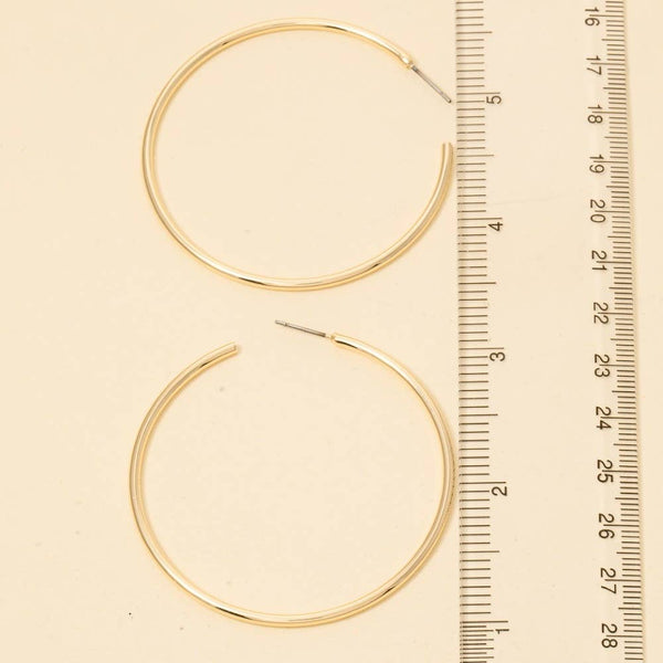 Large Metallic Tube Hoop Earrings: GOLD
