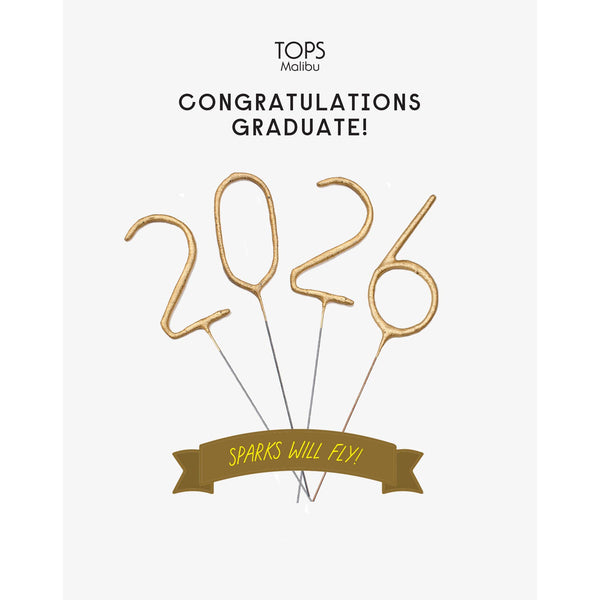 Mini 4" Gold "2026" Number Sparkler Wands Card - Graduation