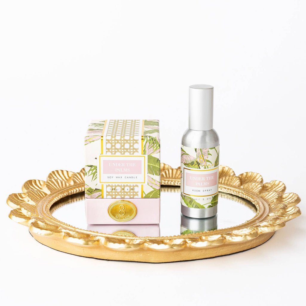 Gold Scalloped Oval Mirrored Vanity Tray - Thumbnail 3