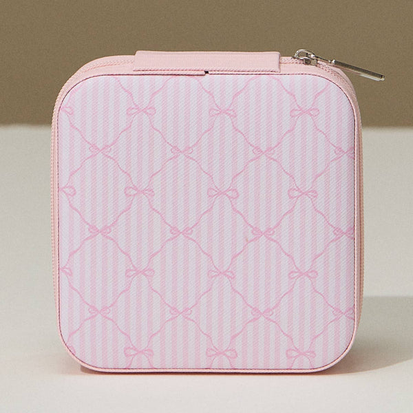 Bow Monogram Print Jewelry Box -Travel Size: Ivory