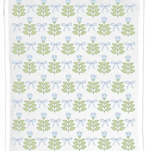 Blue Flowers and Bows Tea Towel