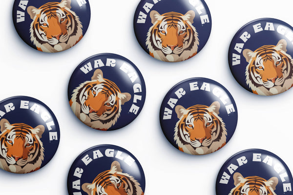 Auburn War Eagle Tiger Face Button