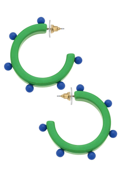 Olivia Studded Resin Hoop Earrings: Light Pink