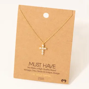 Rhinestone Cross Pendant Necklace