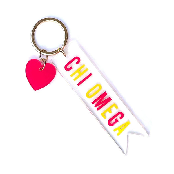Sorority & Greek Acrylic Heart Keychain: Delta Zeta