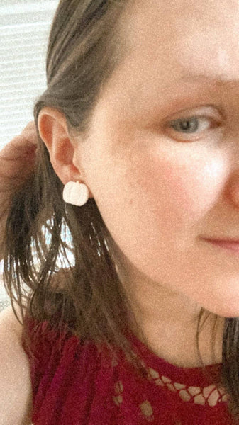 Halloween Stud Earrings White peach pumpkin