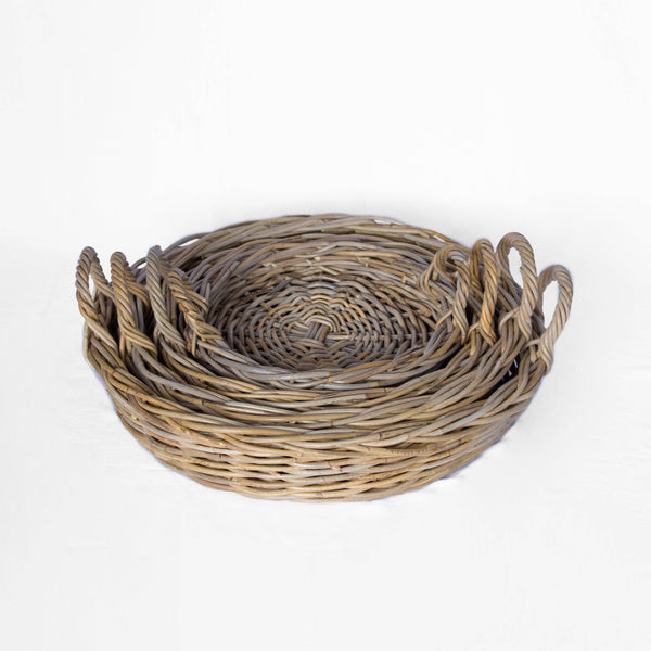 Rattan Round Tray Kubu Grey: Small - 14" D