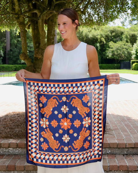 Hollis Scarf Medium Navy Orange: Default