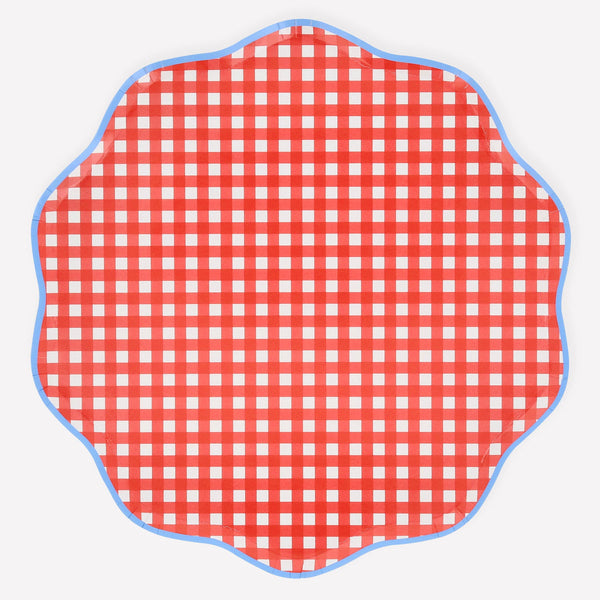 Red Gingham Dinner Plates