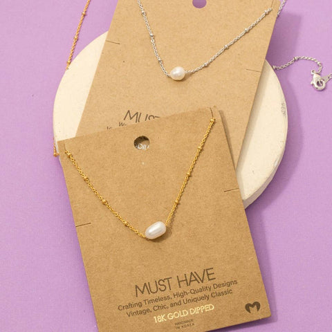 Gold Dipped Pearl Pendant Necklace: G