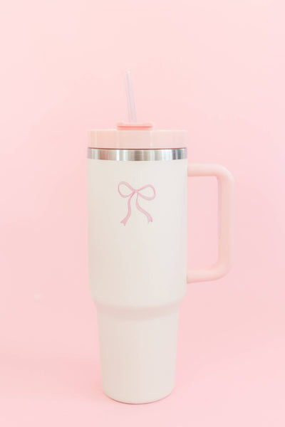 Cream & Pink Bow 40oz Tumbler